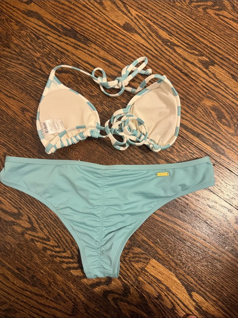 Eidon Aqua Two-Piece Striped & Solid Bikini Set